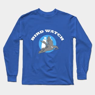 Bird Watch Silhouette and Binoculars Long Sleeve T-Shirt